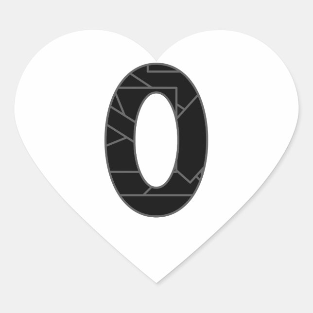 The number zero (0) in black heart sticker (Front)