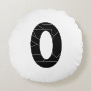 The number zero (0) in black round cushion