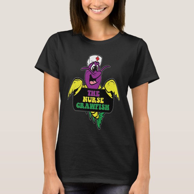 The Nurse Crawfish Mardi Gras Carnival Parade RN L T-Shirt (Front)