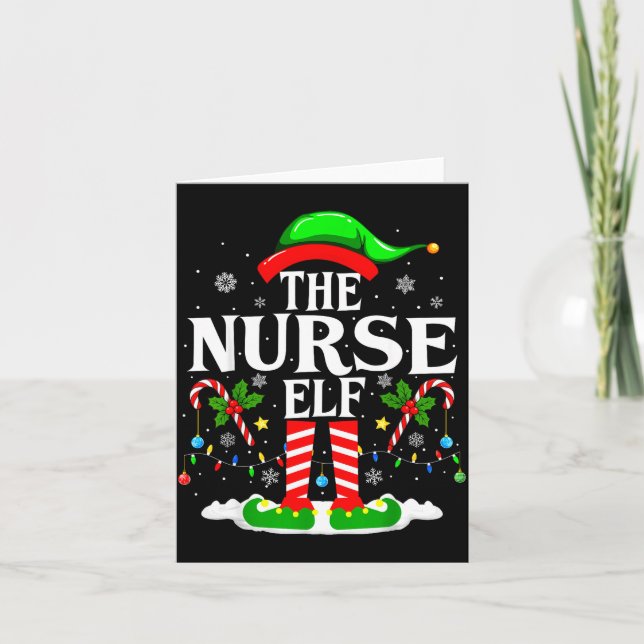 The Nurse Elf Christmas Nursing Funny Rn Christmas Card (Front)