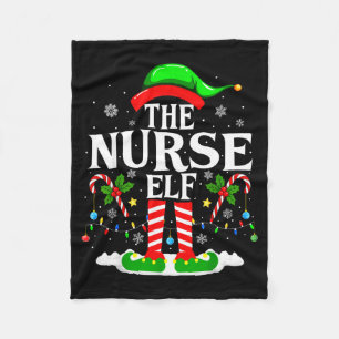 The Nurse Elf Christmas Nursing Funny Rn Christmas Fleece Blanket
