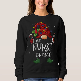 The Nurse Gnome Buffalo Plaid Christmas Tree Light Sweatshirt