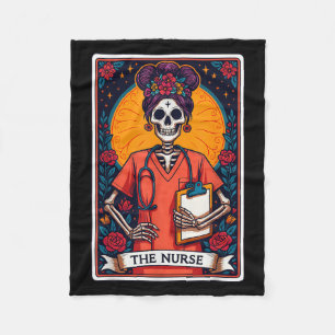 The Nurse Skeleton Tarot Card Funny Nursing Nurse Fleece Blanket