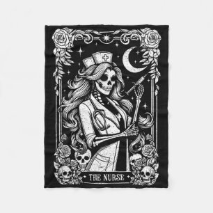 The Nurse Skeleton Tarot Card Funny Nursing Nurse Fleece Blanket
