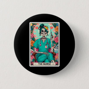 The Nurse Tarot Card Funny Skeleton Nurse Witchy M 6 Cm Round Badge
