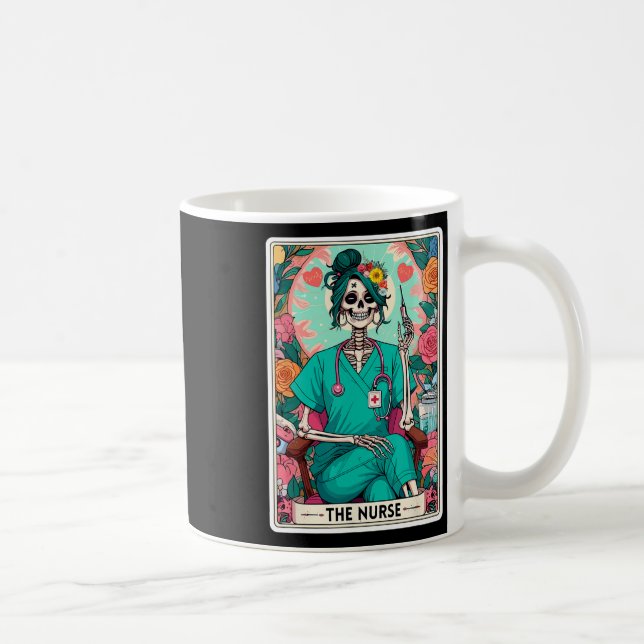 The Nurse Tarot Card Funny Skeleton Nurse Witchy M Coffee Mug (Right)
