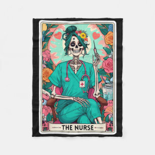 The Nurse Tarot Card Funny Skeleton Nurse Witchy M Fleece Blanket