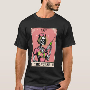 The Nurse Tarot Card Whimsy Goth Skeleton Girl Hal T-Shirt