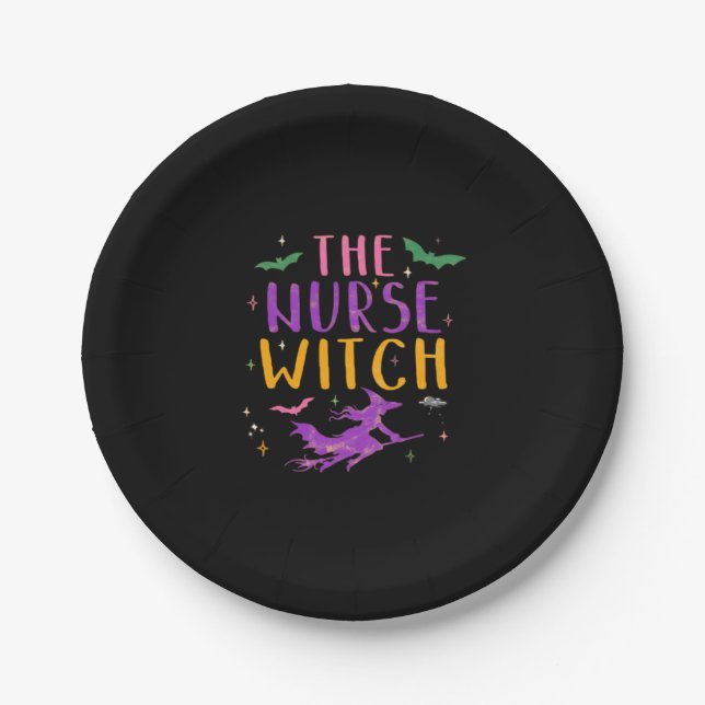 The Nurse Witch Halloween Classic T-Shirt Paper Plate (Front)