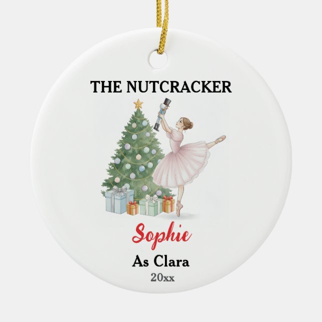 The Nutcracker Ballerina Custom Name & Role Ceramic Ornament (Front)