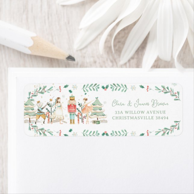 The Nutcracker Ballet Christmas Return Address Label (Insitu)