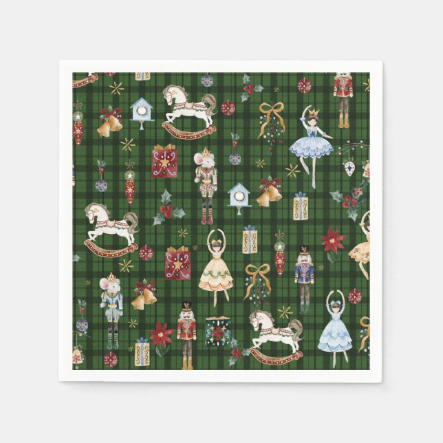 The Nutcracker Ballet Festive Christmas Plaids Napkin (Front)