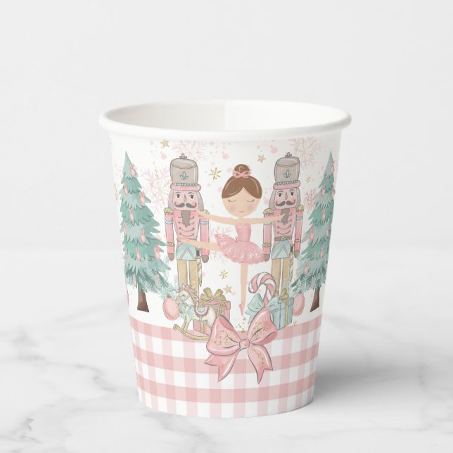 The Nutcracker Ballet Pastel Blush Pink Christmas Paper Cups (Left)