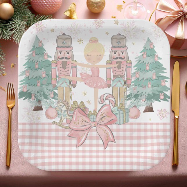 The Nutcracker Ballet Pastel Blush Pink Christmas Paper Plate (Creator Uploaded)
