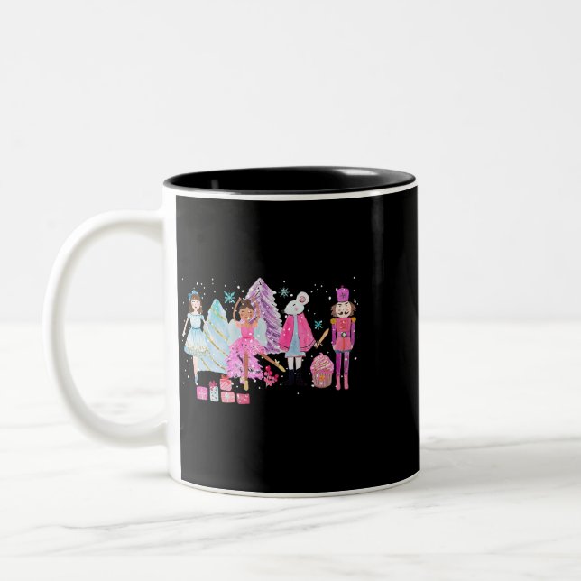 The Nutcracker Ballet Pink Christmas Plum Fairy Vi Two-Tone Coffee Mug (Left)