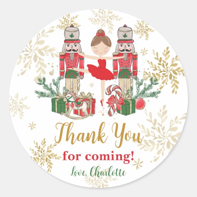 The Nutcracker Ballet Red Green Christmas Favour Classic Round Sticker (Front)