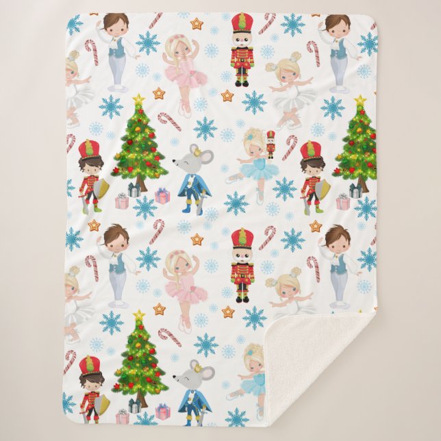 The Nutcracker Characters Clara Winter Christmas Sherpa Blanket (Front)