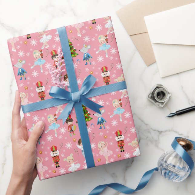 The Nutcracker Characters Pink Winter Christmas Wrapping Paper (Gifting)