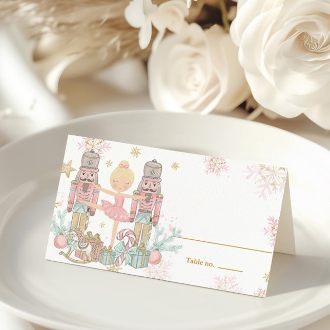 The Nutcracker Christmas Ballet Blonde Pink Tutu Place Card (Creator Uploaded)