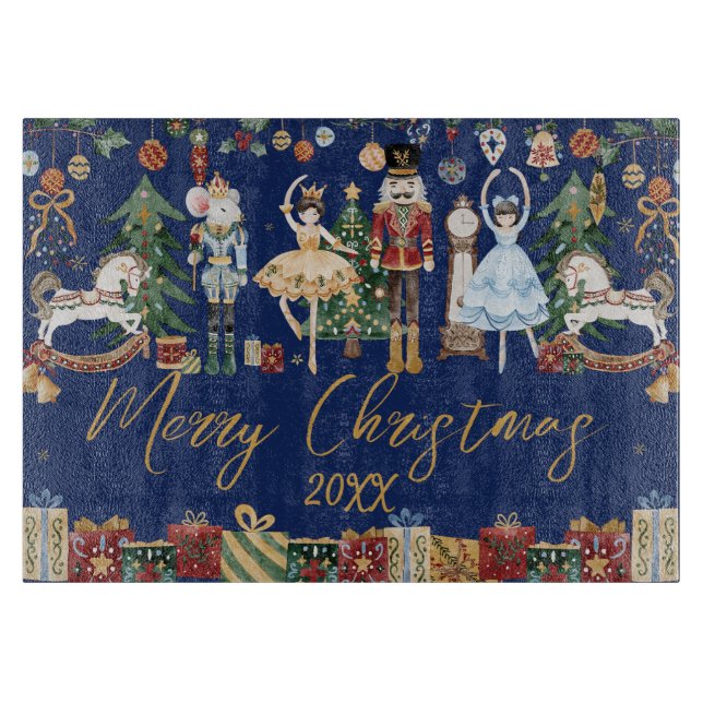 The Nutcracker Christmas Ballet Vintage Watercolor Cutting Board (Front)