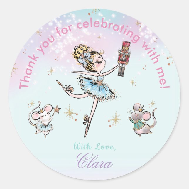 The Nutcracker Christmas Birthday Thank You Favor Classic Round Sticker (Front)