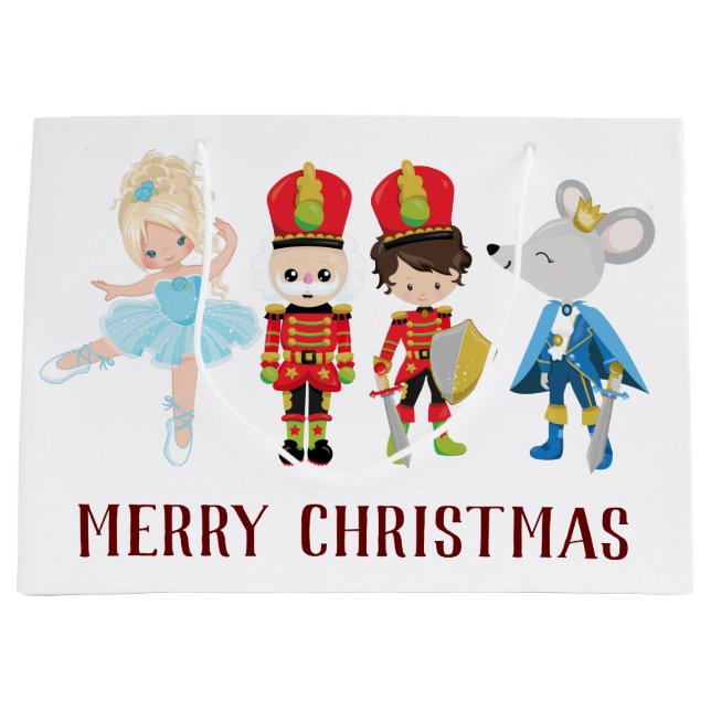 The Nutcracker, Clara, Mouse King, Christmas Large Gift Bag (Front)
