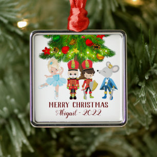 The Nutcracker, Clara, Mouse King Christmas Metal Ornament