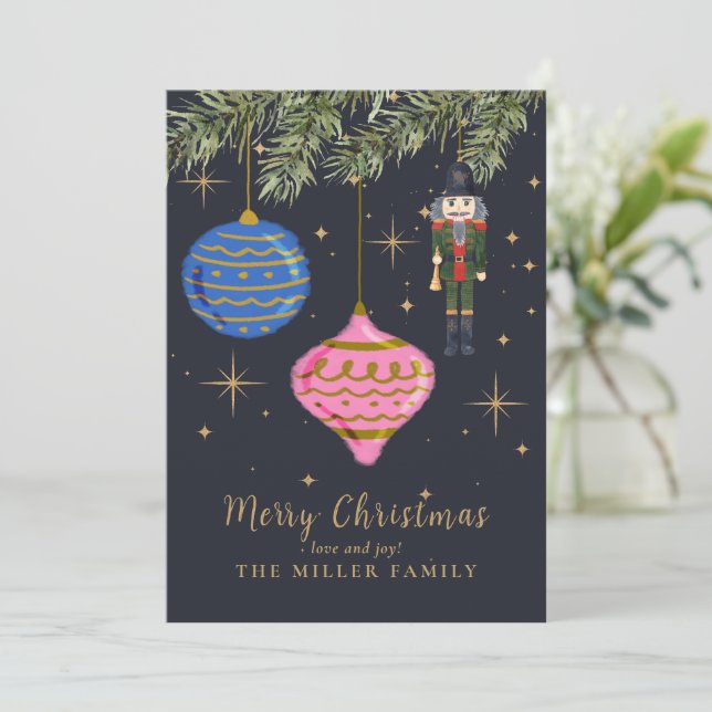 The Nutcracker Flat Navy Holiday Card (Standing Front)