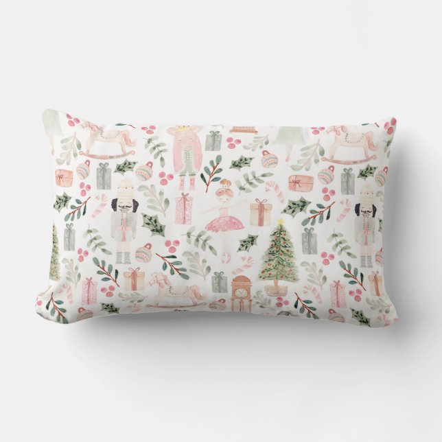 The Nutcracker Holiday Watercolor Lumbar Cushion (Front)