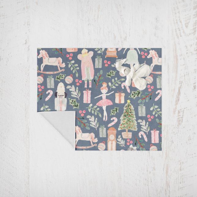 The Nutcracker modern watercolor Fleece Blanket (the nutcracker Christmas Holiday pattern design)