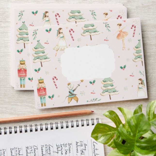 The Nutcracker Pastel Pink Christmas 5x7 Card A7 Envelope (Stacked)