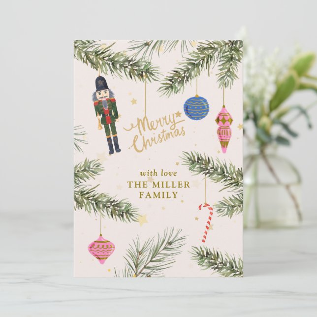 The Nutcracker, pink  Holiday Card (Standing Front)