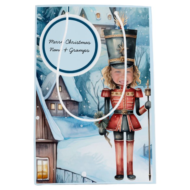 The Nutcracker “replace the face” Christmas  Medium Gift Bag (Front)