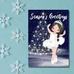 The Nutcracker Snow Queen Ballerina Christmas Holiday Card<br><div class="desc">The beautiful ballet holiday design is centred around The Nutcracker production. This design was inspired by dance of the Snow Queen in the Land of Snow. Other hair colours and skin tones are available for the ballerina. If you would like changes please contact me with the chat button on this...</div>