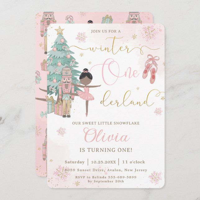 The Nutcracker Winter Onederland 1st Birthday  Invitation (Front/Back)