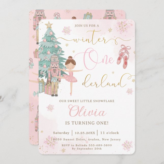 The Nutcracker Winter Onederland 1st Birthday  Invitation (Front/Back)