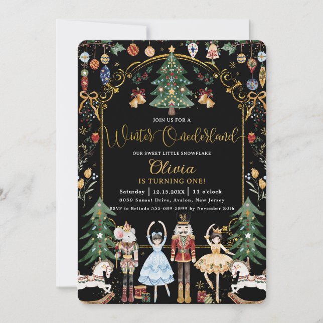 The Nutcracker Winter Onederland 1st Birthday Invitation (Front)