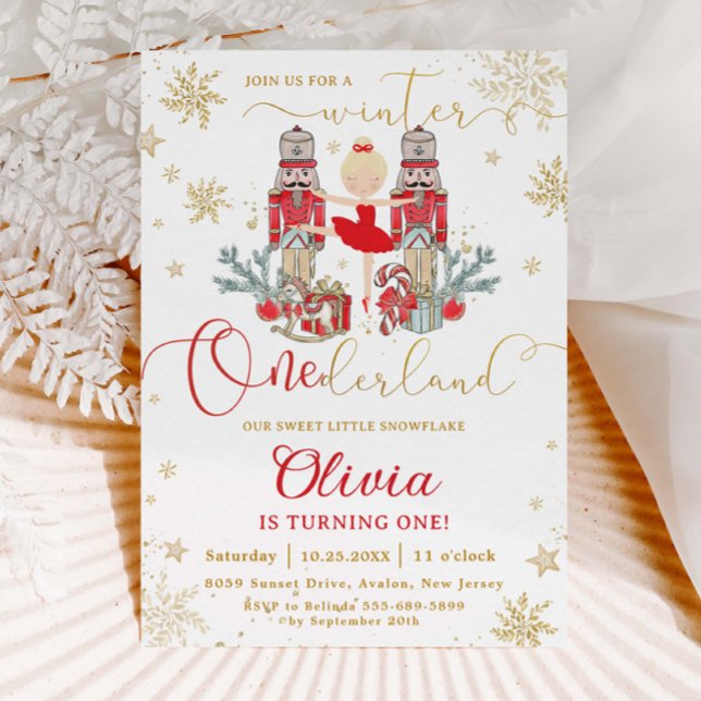 The Nutcracker Winter Onederland 1st Birthday Red Invitation (Creator Uploaded)