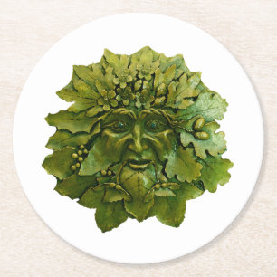 The Oak King The Green Man Round Paper Coaster