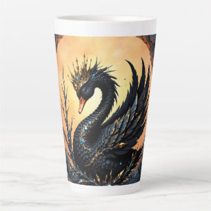 The Obsidian Swan of Moonlit Grace. In the twiligh Latte Mug