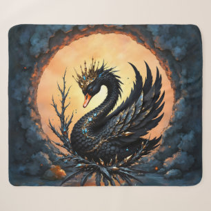 The Obsidian Swan of Moonlit Grace. In the twiligh Sherpa Blanket