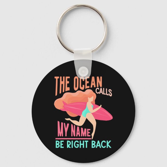The Ocean Calls Surfer Key Ring (Front)