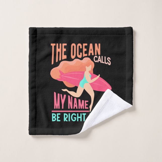 The Ocean Calls Surfer Wash Cloth (Wash Cloth)