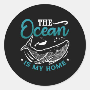 The Ocean Is My Home Freediving Apnoe Freediver Classic Round Sticker
