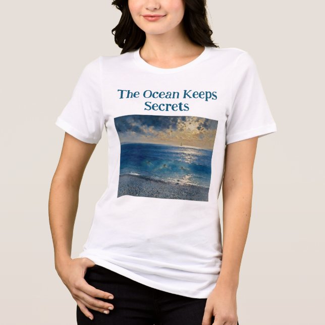 The Ocean Keeps Secrets – A Compelling Seascape Tri-Blend Shirt (Front)