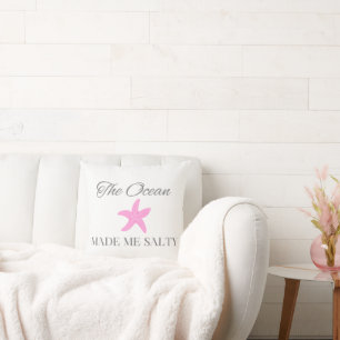 The Ocean Made Me Salty, Coastal Beach Theme Cushion