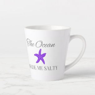 The Ocean Made Me Salty, Fun Beach & Coastal Gift Latte Mug