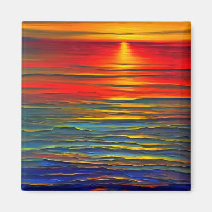 The ocean's sunset in an abstract way magnet
