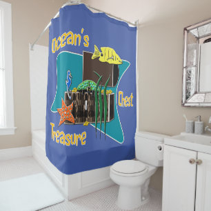 The ocean's treasure chest shower curtain