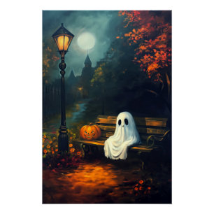 The October Companion Spooky Ghost & Pumpkin Poster